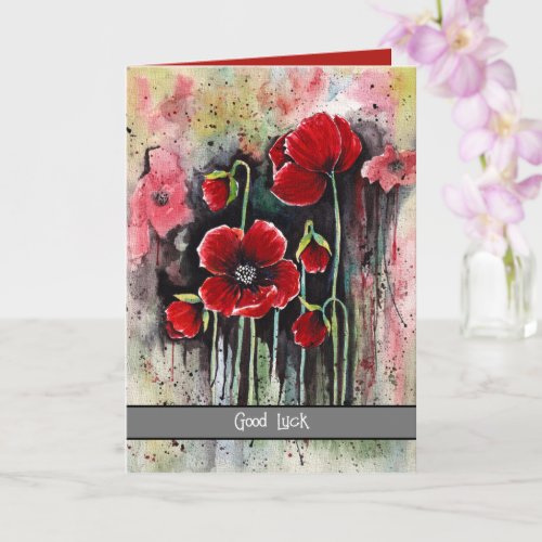 Poppy Flowers In Watercolor   Card