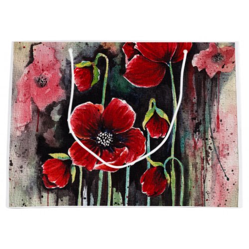 Poppy Flowers In Watercolor  Large Gift Bag