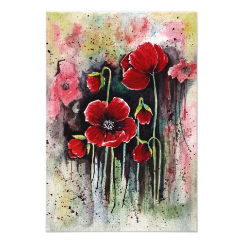 Poppy Flowers In Watercolor  Photo Print