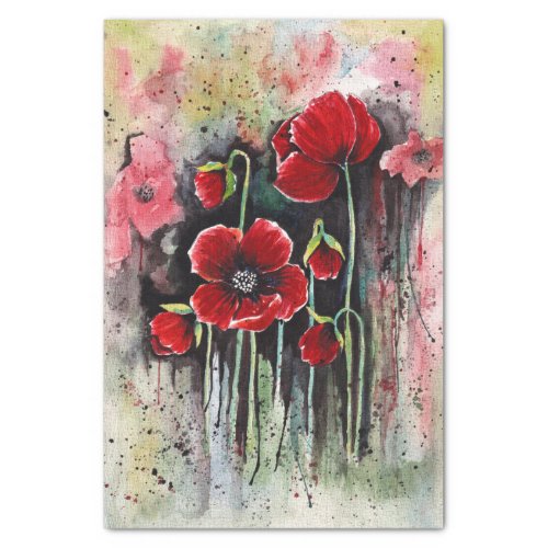 Poppy Flowers In Watercolor  Tissue Paper