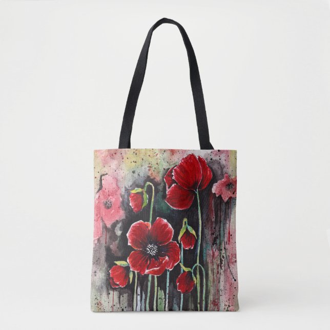 Poppy Flowers In Watercolor  Tote Bag (Front)
