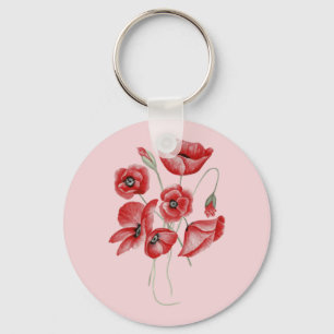 Poppy Flowers Keychain