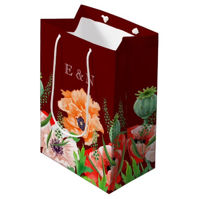 Poppy Flowers Medium Gift Bag (Front Angled)