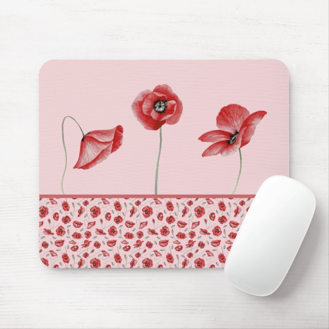 Poppy Flowers Mouse Pad (With Mouse)