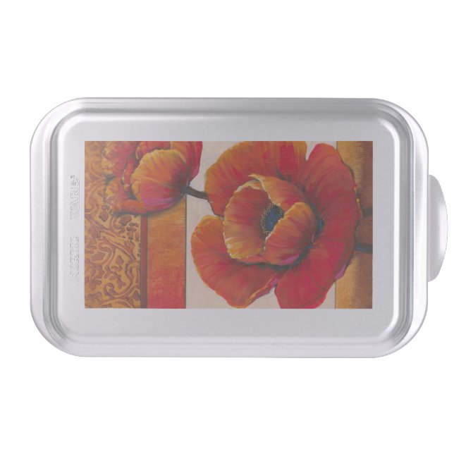 Poppy Flowers on Tan and Orange Background Cake Pan (Front)