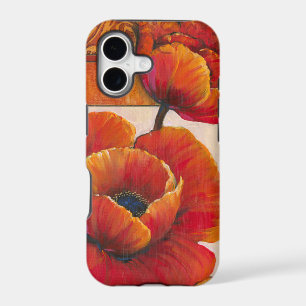 Poppy Flowers on Tan and Orange Background iPhone 17 Case
