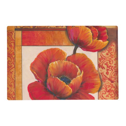 Poppy Flowers on Tan and Orange Background Placemat