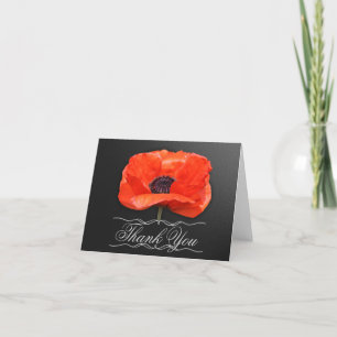 Poppy Flowers Orange Black Thank You Note Card