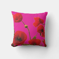 Poppy Flowers Orange Hot Pink Floral Art Abstract