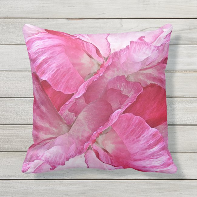 Poppy Flowers Pink and Red Floral Outdoor Pillow
