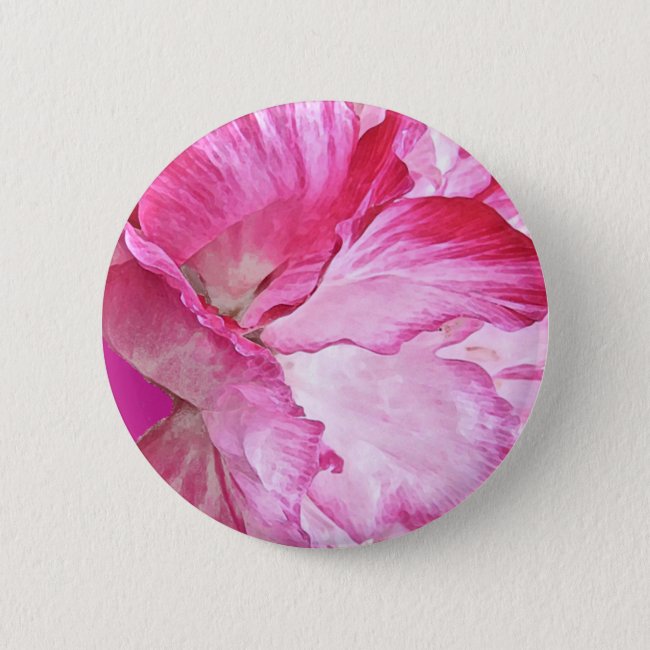 Poppy Flowers Pink and Red Floral Pattern Button