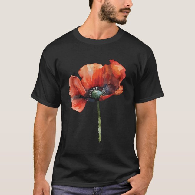 Poppy Flowers Red Plants Natural T-Shirt (Front)