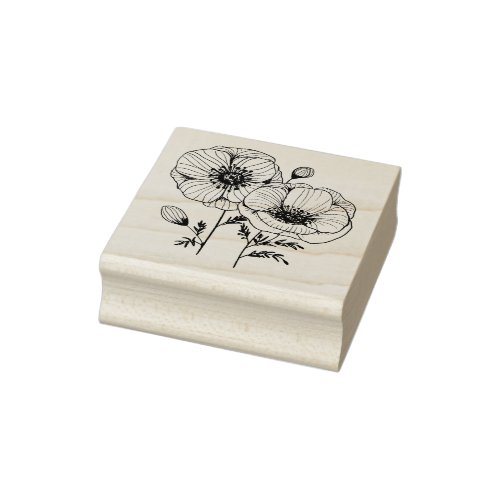 Poppy flowers  rubber stamp