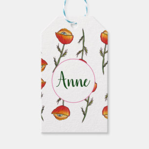 Poppy Flowers Surreal Art Custom Gift Tag