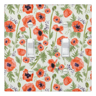 Poppy Flowers Watercolor Pattern Light Switch Cover