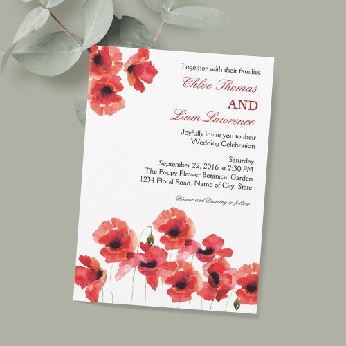 Poppy Flowers Wedding Invitation