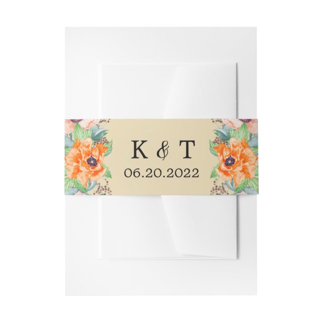 Poppy Flowers Wedding Invitation Belly Band (Front Example)