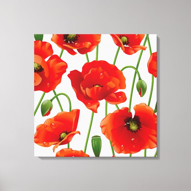 Poppy Flowers Wrapped Canvas (Front)