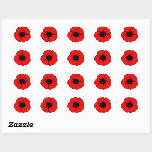 Poppy for Remembrance Day Classic Round Sticker