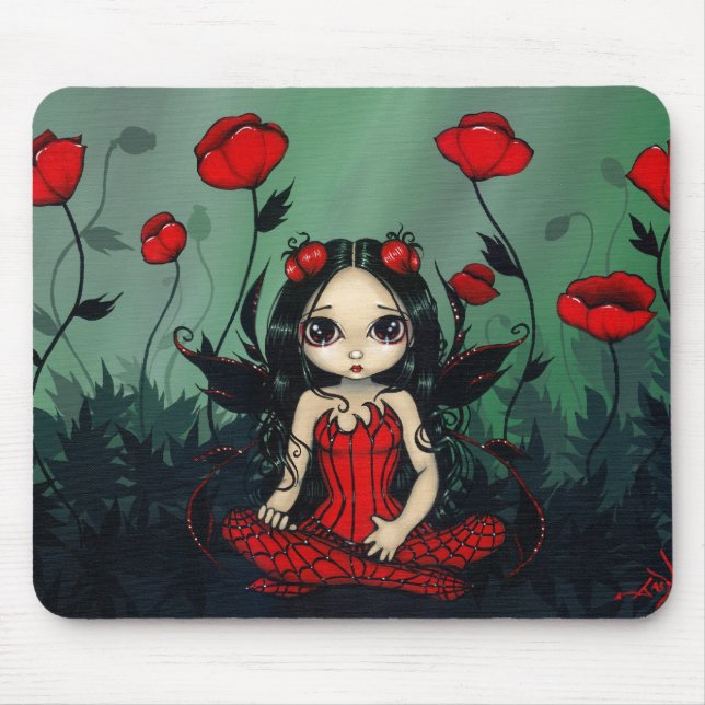 Poppy Garden gothic poppies fairy Mousepad (Front)