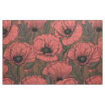 Poppy garden in coral and brown fabric