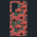 Poppy garden in coral, brown and pine green samsung galaxy s22 ultra case<br><div class="desc">Vector pattern made of hand-drawn poppies.</div>
