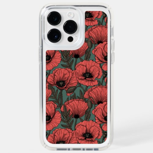 Poppy garden in coral brown and pine green speck iPhone 14 pro max case