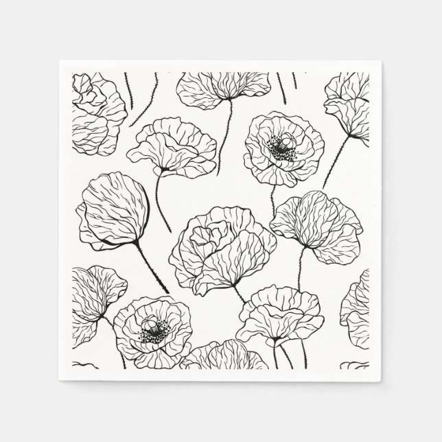 Poppy garden paper napkins (Front)