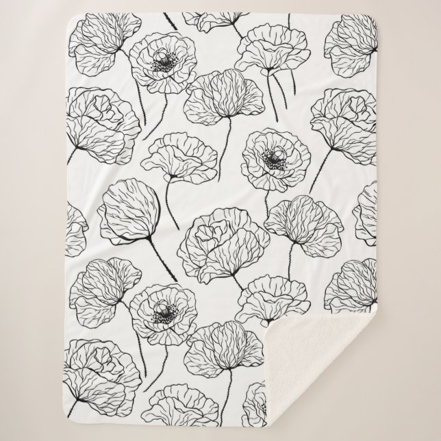 Poppy garden sherpa blanket (Front)