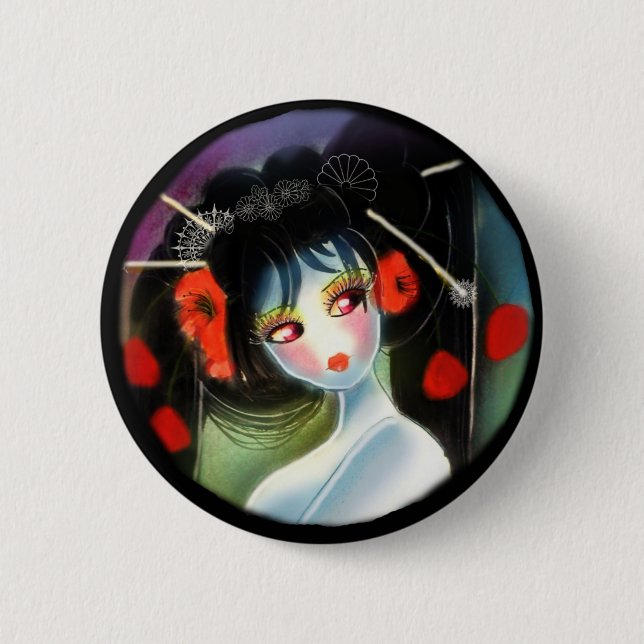 poppy geisha pinback button (Front)