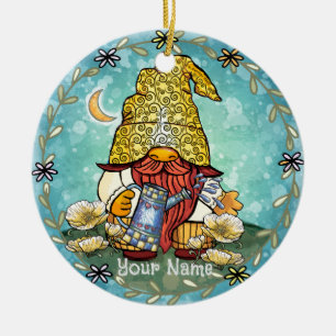 Poppy gnome ceramic ornament