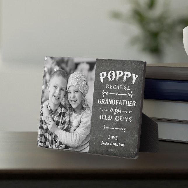 Poppy Grandfather Father's Day Kids Photo Plaque (Creator Uploaded)
