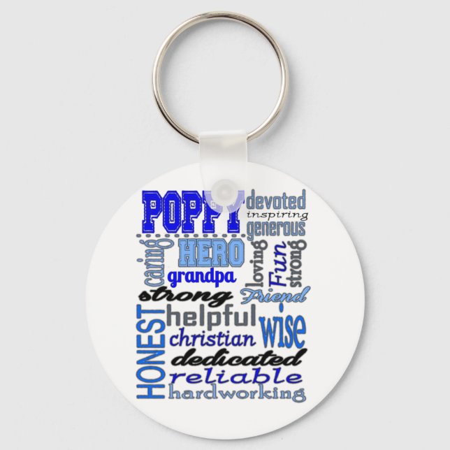 Poppy Grandpa Fathers Day Papa Pawpaw Keychain (Front)