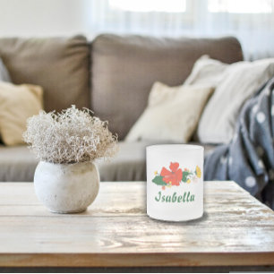 Poppy green leaves yellow wildflowers frosted glass coffee mug