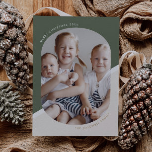 POPPY Green Unique Xmas Family Christmas Photo Holiday Card