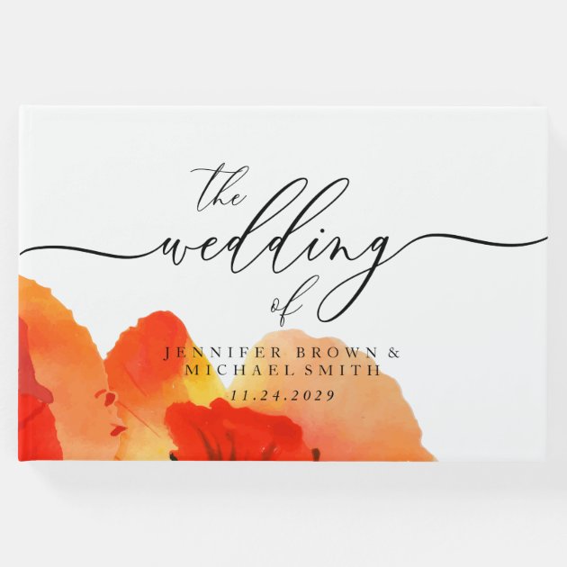 Mohn Grünpflanzen Aquarell Hochzeit Party Gästebuch