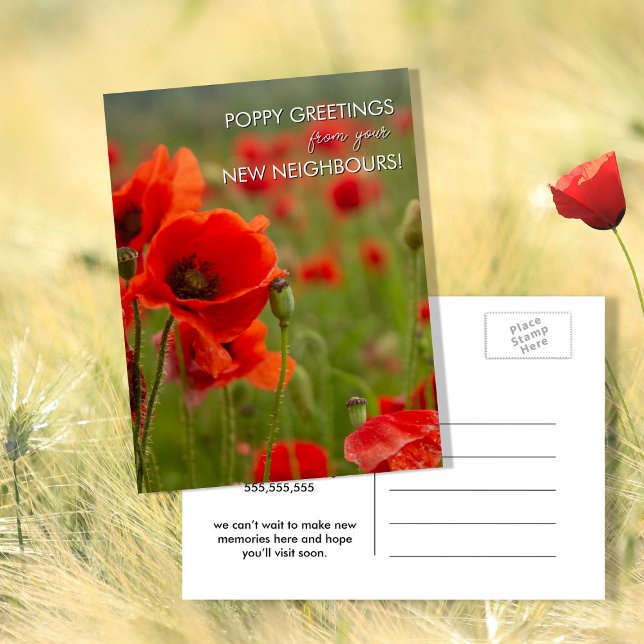 Poppy Greetings From Your New Neighbours Postcard  (Creator Uploaded)