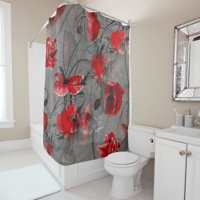 Poppy Haze Shower Curtain (In Situ)