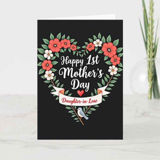 Poppy Heart Pattern Mothers Day Card (Front)