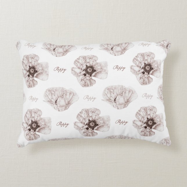 Poppy Illustrated Accent Pillow (Front)