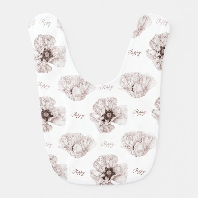 Poppy Illustrated Baby Bib (Front)