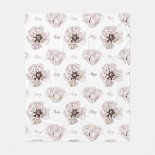 Poppy Illustrated Flower Fleece Blanket