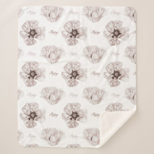 Poppy Illustrated Flower Sherpa Blanket