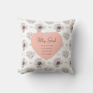 Poppy Illustrated Flower Throw Pillow