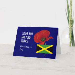 Poppy   JAMAICA Veterans   REMEMBRANCE DAY Thank You Card