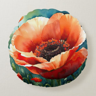 Poppy Kiss Round Pillow