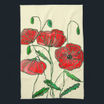 Poppy Kitchen Towel Poppies - Choose Color<br><div class="desc">Cute Red Poppies Kitchen Towels - MIGNED Painting Design - Custom Color / text</div>
