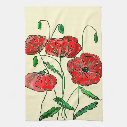Poppy Kitchen Towel Poppies _ Choose Color