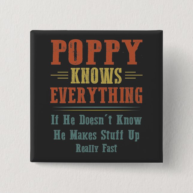 Poppy Knows Everything Button (Front)
