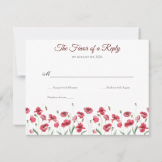 Poppy & Lavender Watercolor Floral Wedding RSVP Card